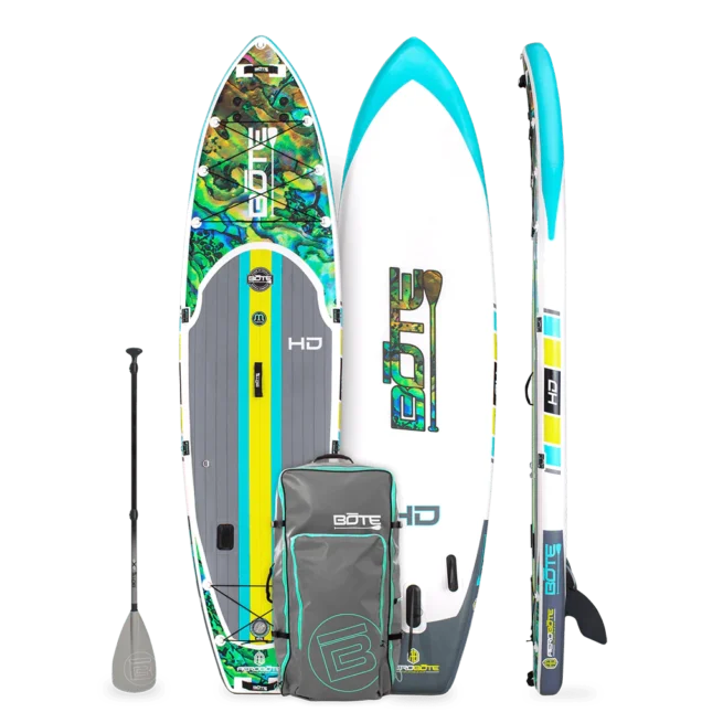 Bote Boards HD Aero inflatable SUP Abalone package. Available at Riverbound Sports in Tempe, Arizona.