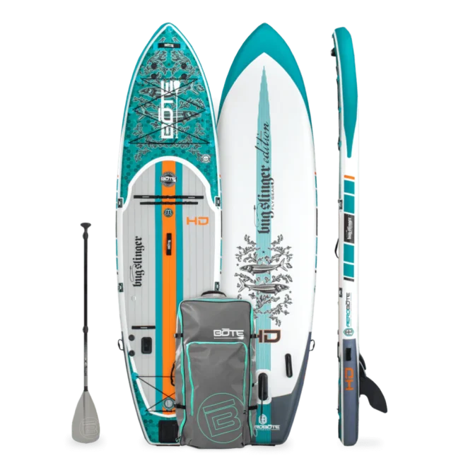 Bote Boards HD Aero inflatable SUP Bug Slinger Bonefish package. Available at Riverbound Sports in Tempe, Arizona.