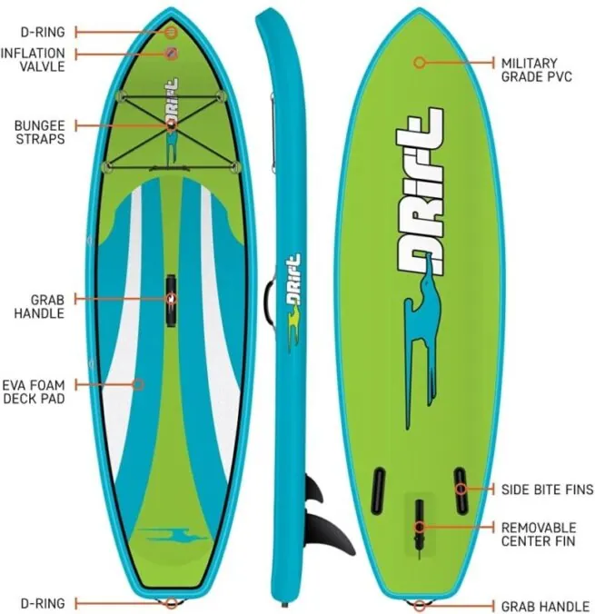 Drift SUP kids inflatable with specs.