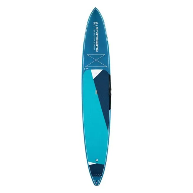 The Starboard carbon top construction Generation stand up paddleboard deck side image.