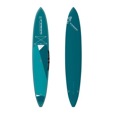 The Starboard carbon top construction Generation stand up paddleboard deck and bottom side image.