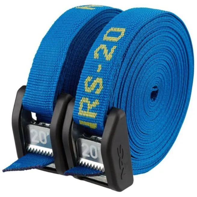 20' pair of NRS Buckle Bumper Straps with stainless cam locks in iconic blue color. Available at Riverbound Sports in Tempe, Arizona.