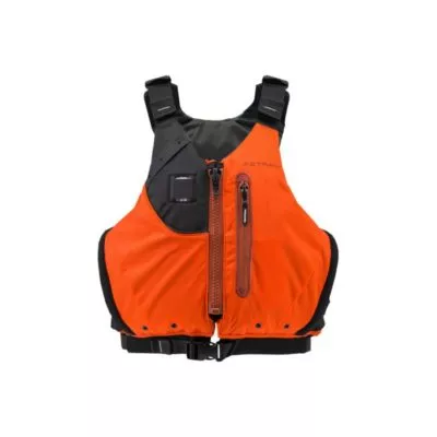 The Astral Ceiba PFD front in color fire orange. Available at Riverbound Sports in Tempe, Arizona.