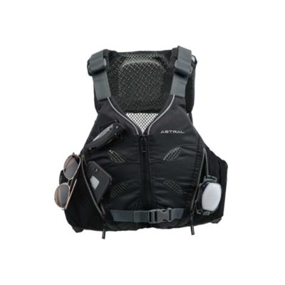 The Astral EV-Eight all water life jacket front in black. Available at Riverbound Sports in Tempe, Arizona.