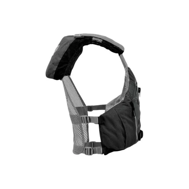 The Astral EV-Eight all water life jacket side in black. Available at Riverbound Sports in Tempe, Arizona.