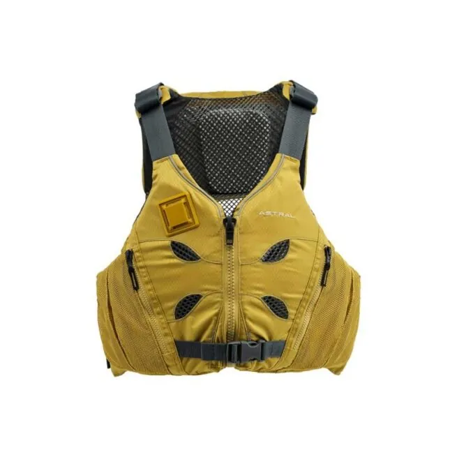 The Astral EV-Eight all water life jacket front in soil tan. Available at Riverbound Sports in Tempe, Arizona.