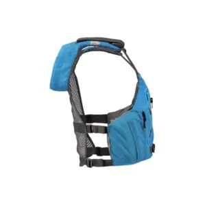 The Astral EV-Eight all water life jacket side in water blue. Available at Riverbound Sports in Tempe, Arizona.