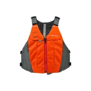 The Astral E-Linda in fire orange color front view. Available at Riverbound Sports in Tempe, Arizona.