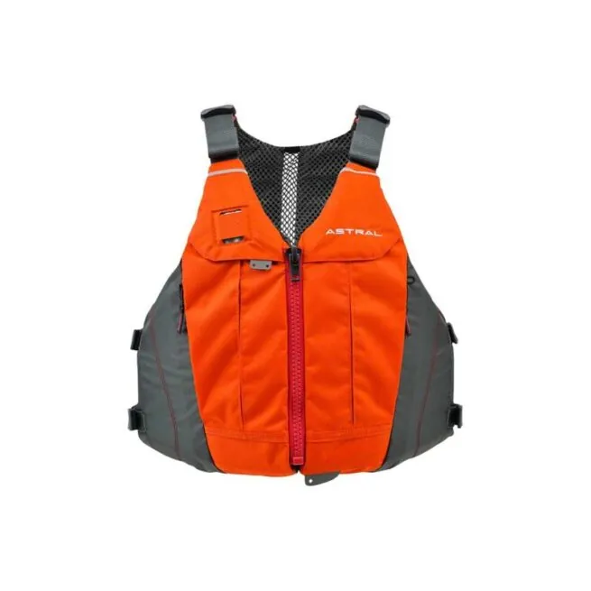 The Astral E-Linda in fire orange color front view. Available at Riverbound Sports in Tempe, Arizona.