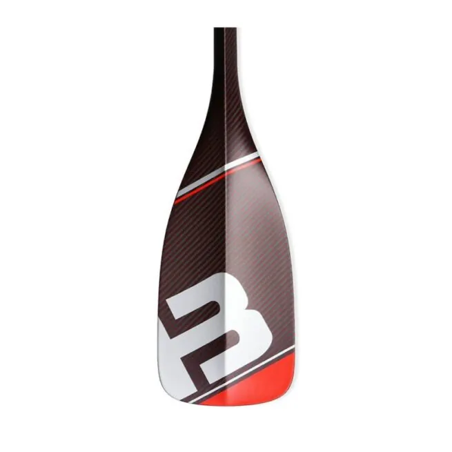 Black Project Hydro FlowX SUP race paddle blade face. Carbon blade with red and white B graphic. Available a Riverbound Sports in Tempe, Arizona.