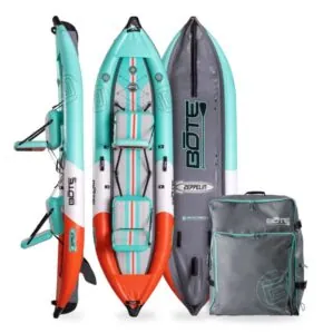 The Bote Zeppelin inflatable kayak in classic package. Available at Riverbound Sports in Tempe, Arizona.