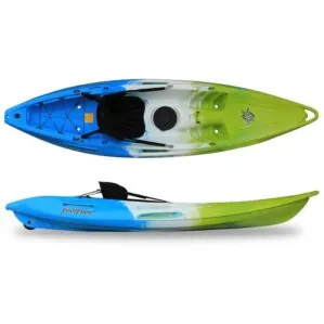 Feelfree Nomad Kayak in field and stream color with top and side view. Available at Riverbound Sports in Tempe, Arizona.