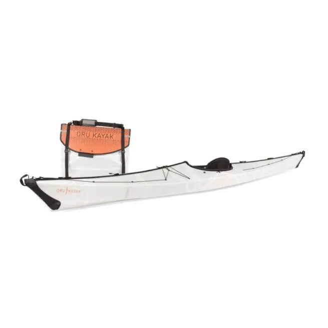 Oru Kayak Coast XT folding kayak folded and assembled. Available at Riverbound Sports store in Tempe, Arizona.