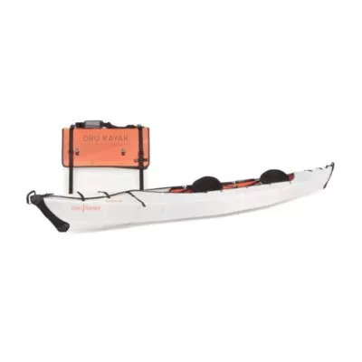 Oru Kayak Haven TT Tandem folding kayak folded and assembled. Available at Riverbound Sports store in Tempe, Arizona.