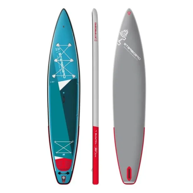 Starboard Zen touring SUP front, side, and bottom side. Available at Riverbound Sports in Tempe, Arizona.