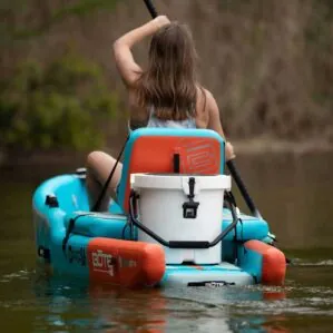 Bote Boards Kula 5 Gallon on kayak in white color. Available at Riverbound Sports in Tempe, Arizona.
