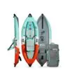 The Bote Zeppelin inflatable 10' kayak in classic seafoam package. Available at Riverbound Sports in Tempe, Arizona.