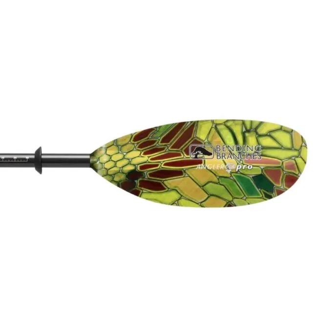 Bending Branches Angler Pro kayak paddle in glowtec color right blade. Available at Riverbound Sports in Tempe, Arizona.