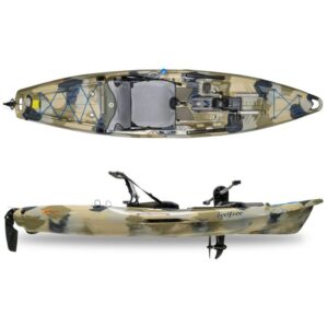 Feelfree Flash kayak with Rapid Pedal Drive in desert camo color. Fishing, fitness and fun crossover kayak. Authorized Fellfree dealer, Riverbound Sports in Tempe, Arizona.