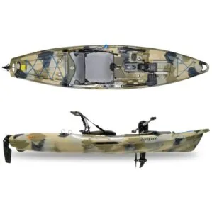 Feelfree Flash kayak with Rapid Pedal Drive in desert camo color. Fishing, fitness and fun crossover kayak. Authorized Fellfree dealer, Riverbound Sports in Tempe, Arizona.