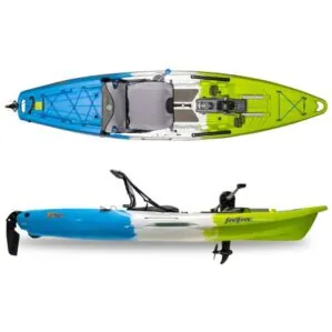 Feelfree Flash kayak with Rapid Pedal Drive in field and stream color. Fishing, fitness and fun crossover kayak. Authorized Fellfree dealer, Riverbound Sports in Tempe, Arizona.