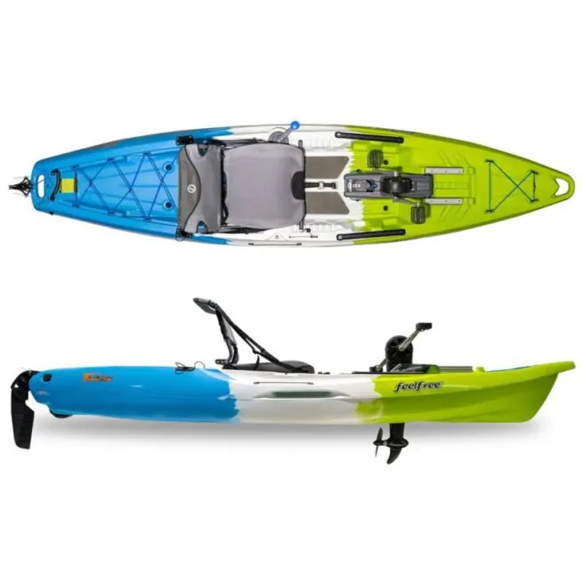 Feelfree Flash kayak with Rapid Pedal Drive in field and stream color. Fishing, fitness and fun crossover kayak. Authorized Fellfree dealer, Riverbound Sports in Tempe, Arizona.
