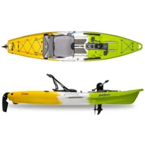 Feelfree Flash kayak with Rapid Pedal Drive in melon color. Fishing, fitness and fun crossover kayak. Authorized Fellfree dealer, Riverbound Sports in Tempe, Arizona.