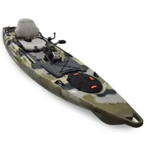 Feelfree Lure 13.5 wit pedal drive fishing kayak in desert camo color. Riverbound Sports in Tempe, Arizona Feelfree Kayak dealer.