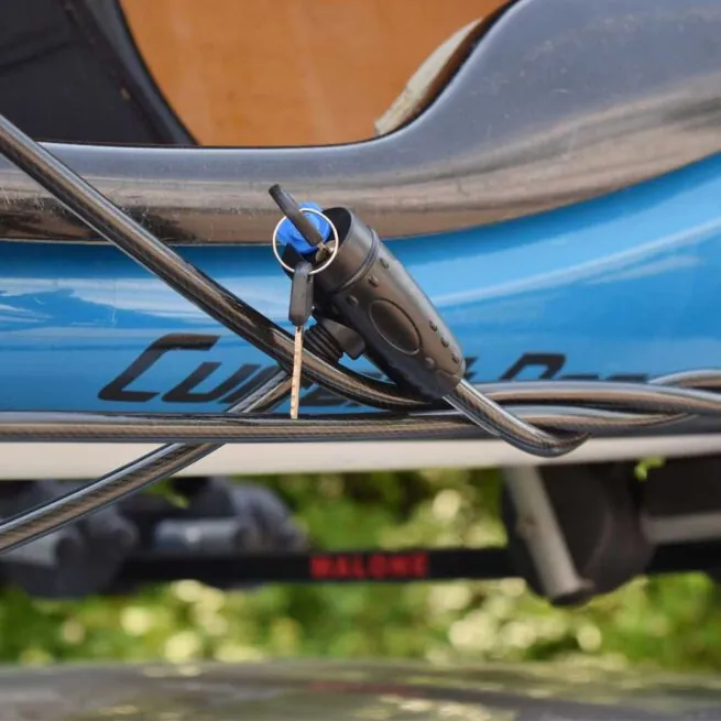 Malone tour kayak cable lock. Available at Riverbound Sports in Tempe, Arizona.