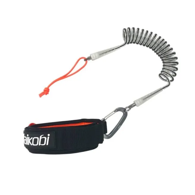 Vaikobi surfski and outrigger safety leash with orange accents. Available at Riverbound Sports in Tempe, Arizona.