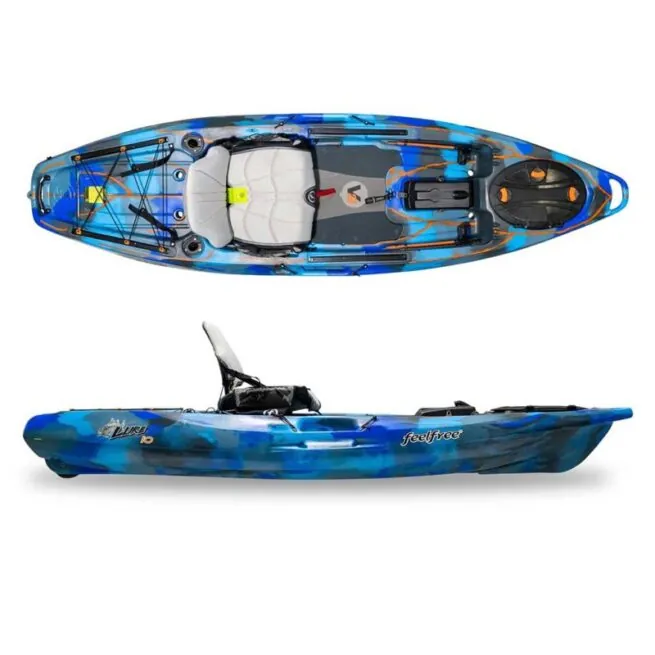 Feelfree Lure 10 V2 kayak in electric blue split side and top. Available at riverbound Sports in Tempe, Arizona.