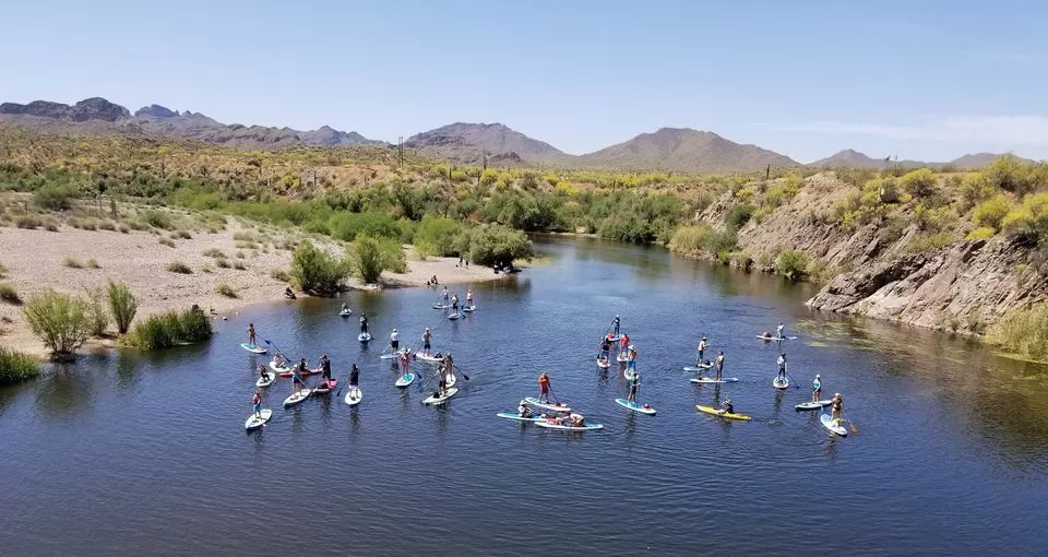Paddling the Salt River with Riverbound Sports in Mesa, Arizona.