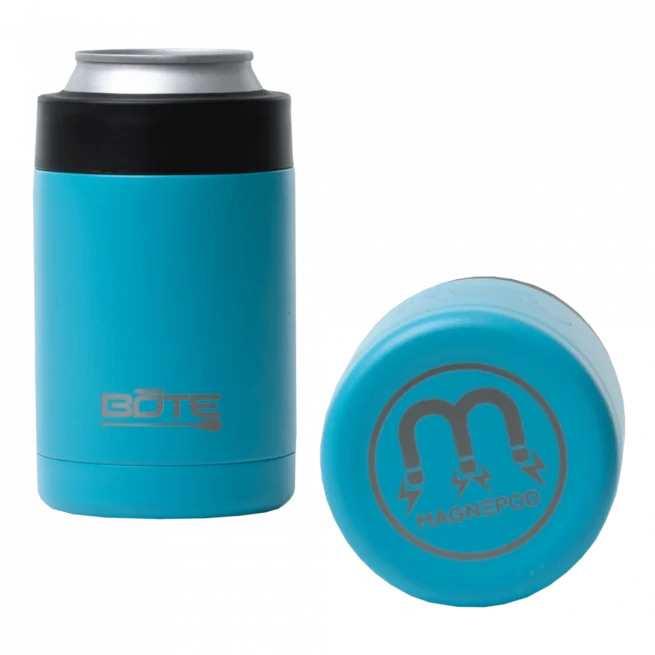 Bote Boards Megnepod 12oz koozie in aqua. Available at Riverbound Sports in Tempe, Arizona.