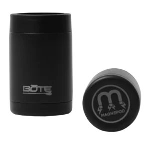 Bote Boards Megnepod 12oz koozie in black. Available at Riverbound Sports in Tempe, Arizona.