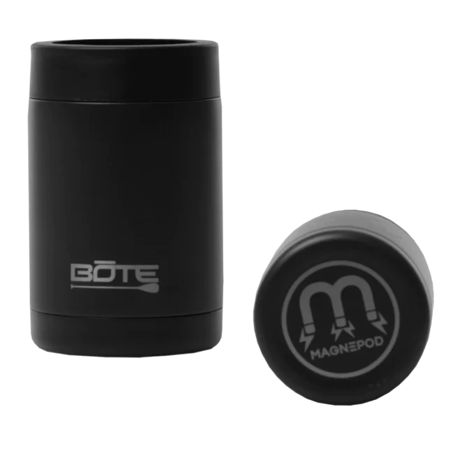 Bote Boards Megnepod 12oz koozie in black. Available at Riverbound Sports in Tempe, Arizona.