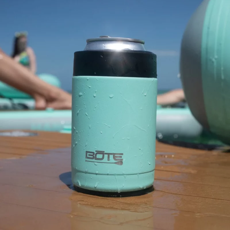 Bote Boards Megnepod 12oz koozie in seafoam with can. Available at Riverbound Sports in Tempe, Arizona.