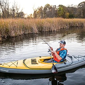 The Kokopelli Moki I paddler fishing with skirt. Available at Riverbound Sports in Tempe, Arizona.