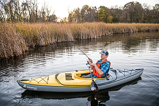 The Kokopelli Moki I paddler fishing with skirt. Available at Riverbound Sports in Tempe, Arizona.