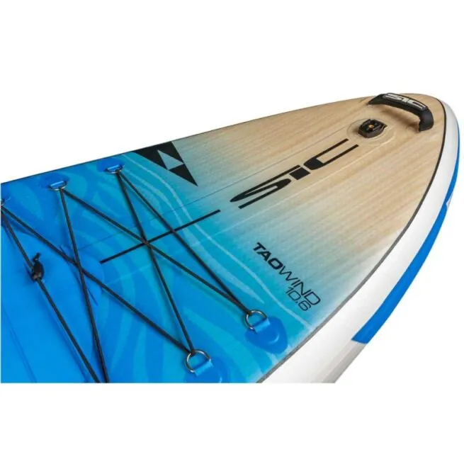 SIC Maui TAO Wind paddleboard with windsurf front deck bungee and gopro mount. Available at Riverbound Sports in Tempe, Arizona.