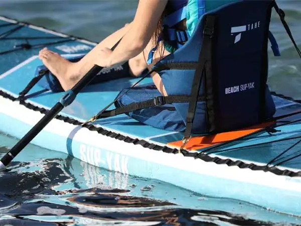 The Tahe SUP-Yak paddleboard seat on a SUP. Available at Riverbound Sports in Tempe, Arizona.