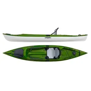 Eddyline Caribbean 12' sit on top kayak split side and top in seagrass. Riverbound Sports authorized Eddyline dealer in Tempe, Arizona.