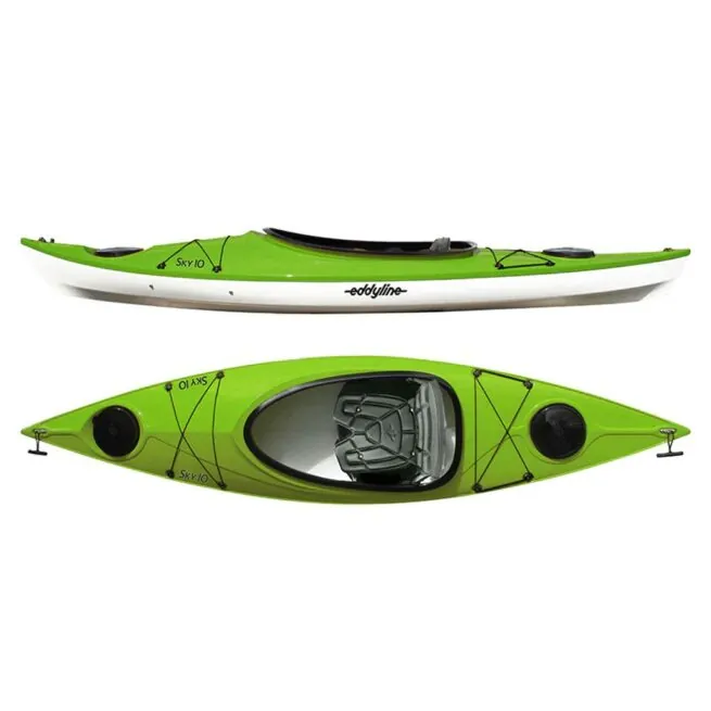 Eddyline Kayaks Sky 10 lime sit in kayak. Available at authorized Eddyline dealer, Riverbound Sports in Tempe, Arizona.