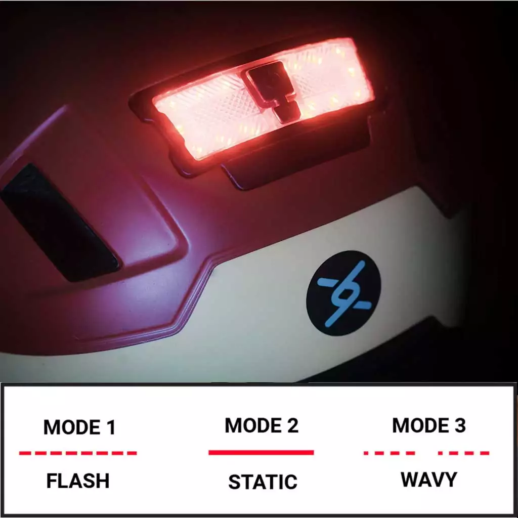 Xnito Helmet rear led light modes. Available at Riverbound Sports in Tempe, Arizona.