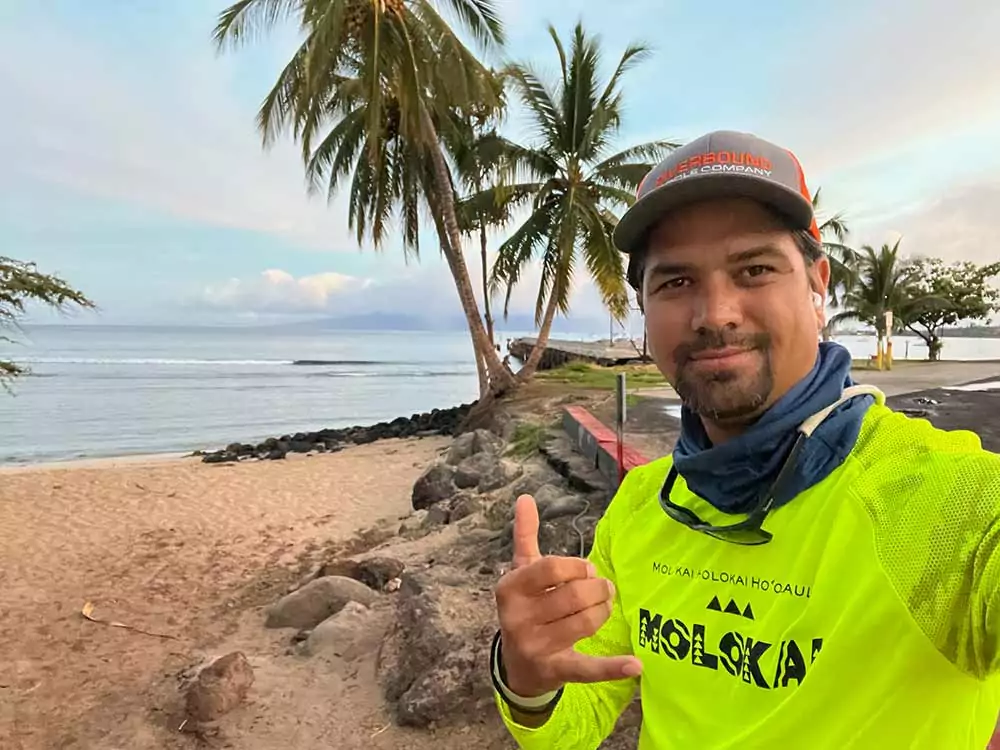 Coach Robert at the M2M in Hawaii 2022. Paddling Coach for Riverbound Sports Level 2 SUP instructor.