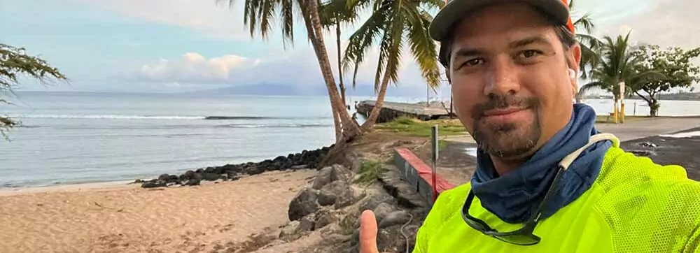 Coach Robert at the M2M in Hawaii 2022. Paddling Coach for Riverbound Sports Level 2 SUP instructor.