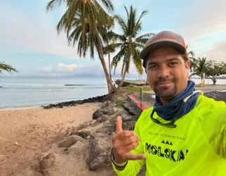 Coach Robert at the M2M in Hawaii 2022. Paddling Coach for Riverbound Sports Level 2 SUP instructor.