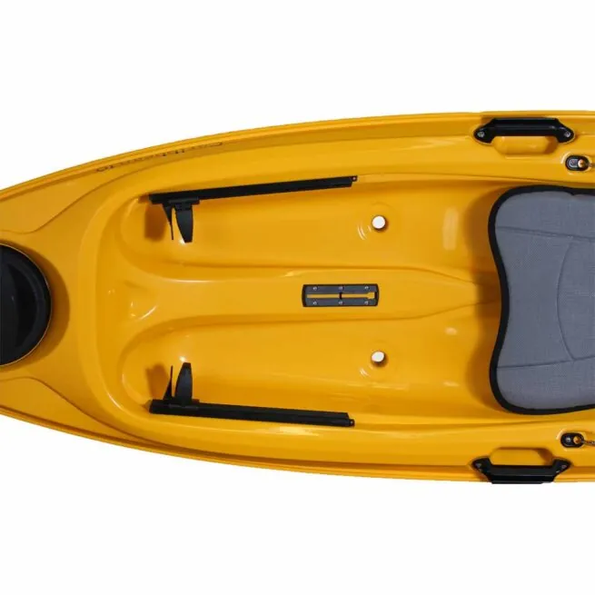 Eddyline Caribbean 10 yellow kayak seating area. Riverbound Sports authorized Eddyline dealer in Tempe, Arizona.