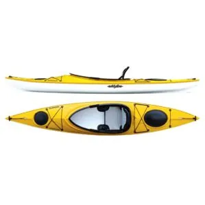 Eddyline Kayaks Sandpiper 130 yellow sit-in kayak features. Available at authorized Eddyline dealer, Riverbound Sports in Tempe, Arizona.