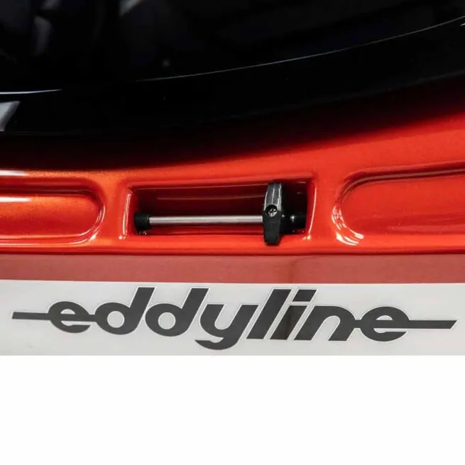 Eddyline Kayaks Sitka LT touring kayak in red. Retractable skeg control at the cockpit. Available at authorized Eddyline dealer, Riverbound Sports in Tempe, Arizona.