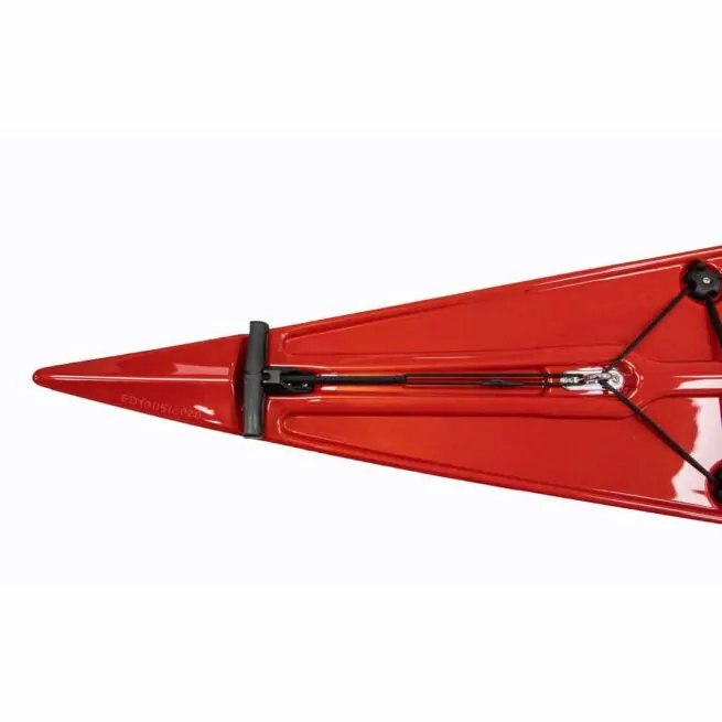 Eddyline Kayaks Sitka LT touring kayak in red. Retractable carry handle at bow and stern. Available at authorized Eddyline dealer, Riverbound Sports in Tempe, Arizona.